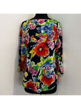 NWT Ralph Lauren Women’s Floral Linen Shirt 3/4 Sleeve large